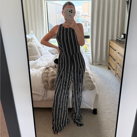 Willow & Clay Pants - Willow & Clay Monochrome Striped Jumpsuit